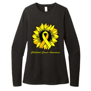 Childhood Cancer Awareness Sunflower Ribbon Womens CVC Long Sleeve Shirt