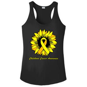 Childhood Cancer Awareness Sunflower Ribbon Ladies PosiCharge Competitor Racerback Tank