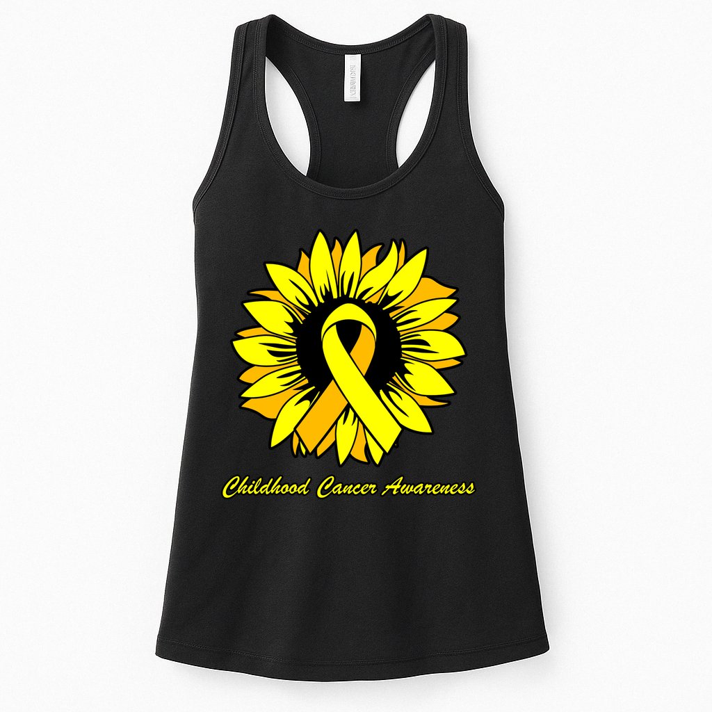 Childhood Cancer Awareness Sunflower Ribbon Womens Tank Top
