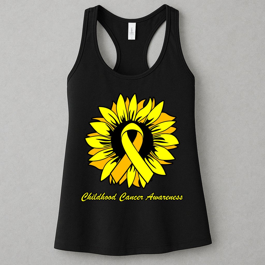 Childhood Cancer Awareness Sunflower Ribbon Womens Tank Top