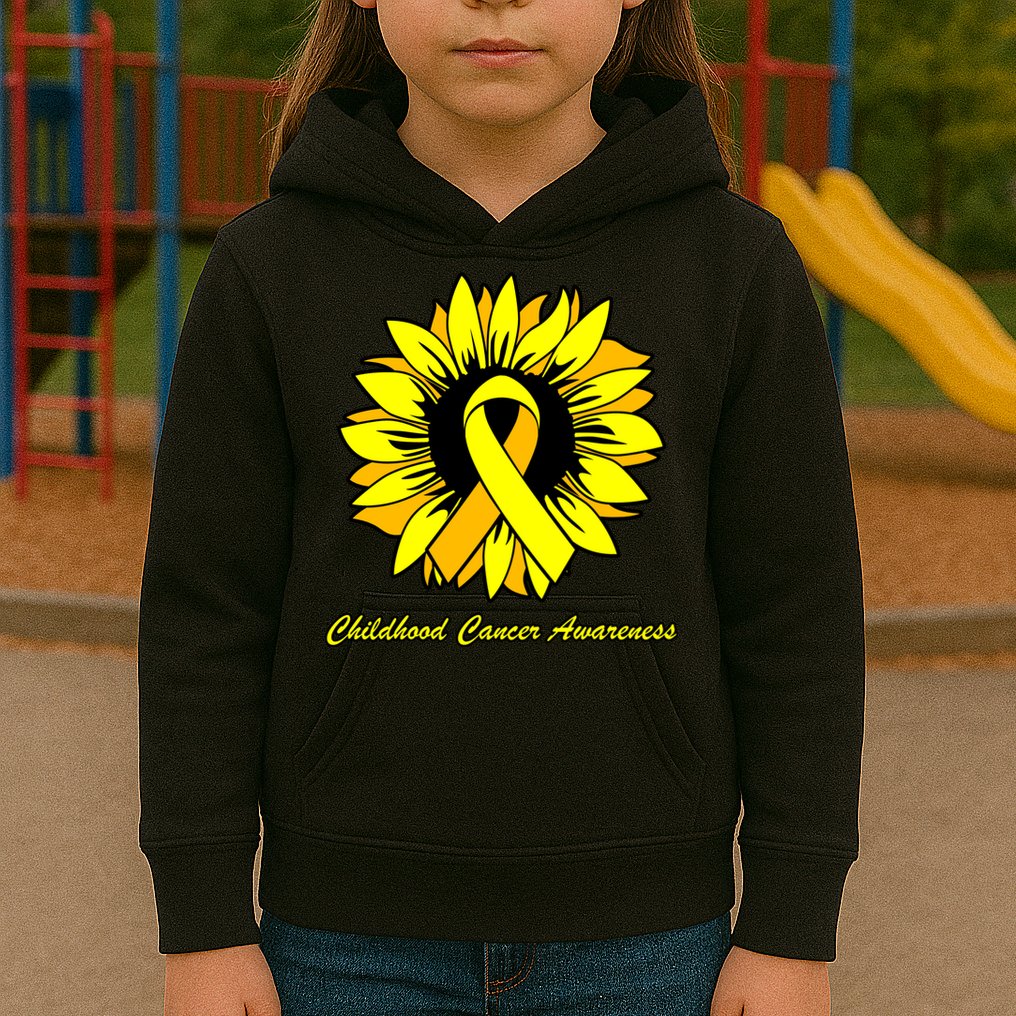 Childhood Cancer Awareness Sunflower Ribbon Kids Hoodie