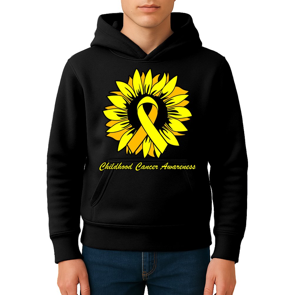 Childhood Cancer Awareness Sunflower Ribbon Kids Hoodie