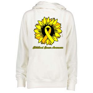 Childhood Cancer Awareness Sunflower Ribbon Womens Funnel Neck Pullover Hood