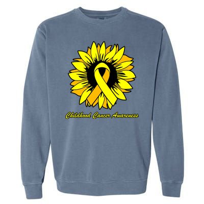 Childhood Cancer Awareness Sunflower Ribbon Garment-Dyed Sweatshirt