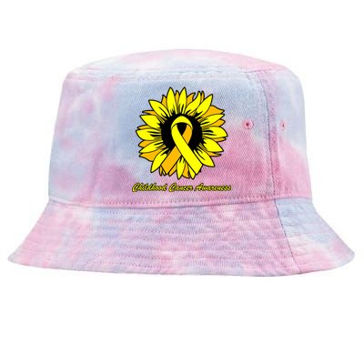 Childhood Cancer Awareness Sunflower Ribbon Tie-Dyed Bucket Hat