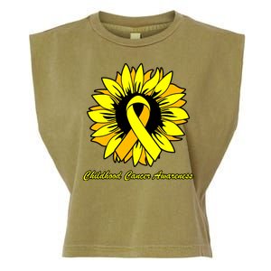 Childhood Cancer Awareness Sunflower Ribbon Garment-Dyed Women's Muscle Tee