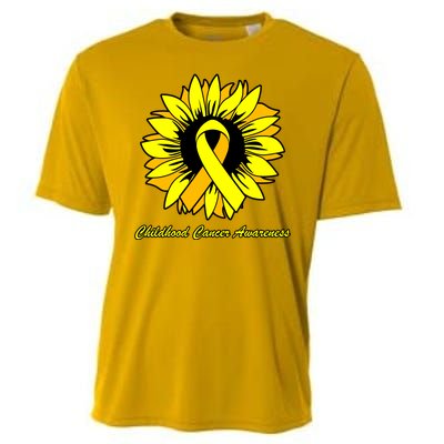 Childhood Cancer Awareness Sunflower Ribbon Cooling Performance Crew T-Shirt