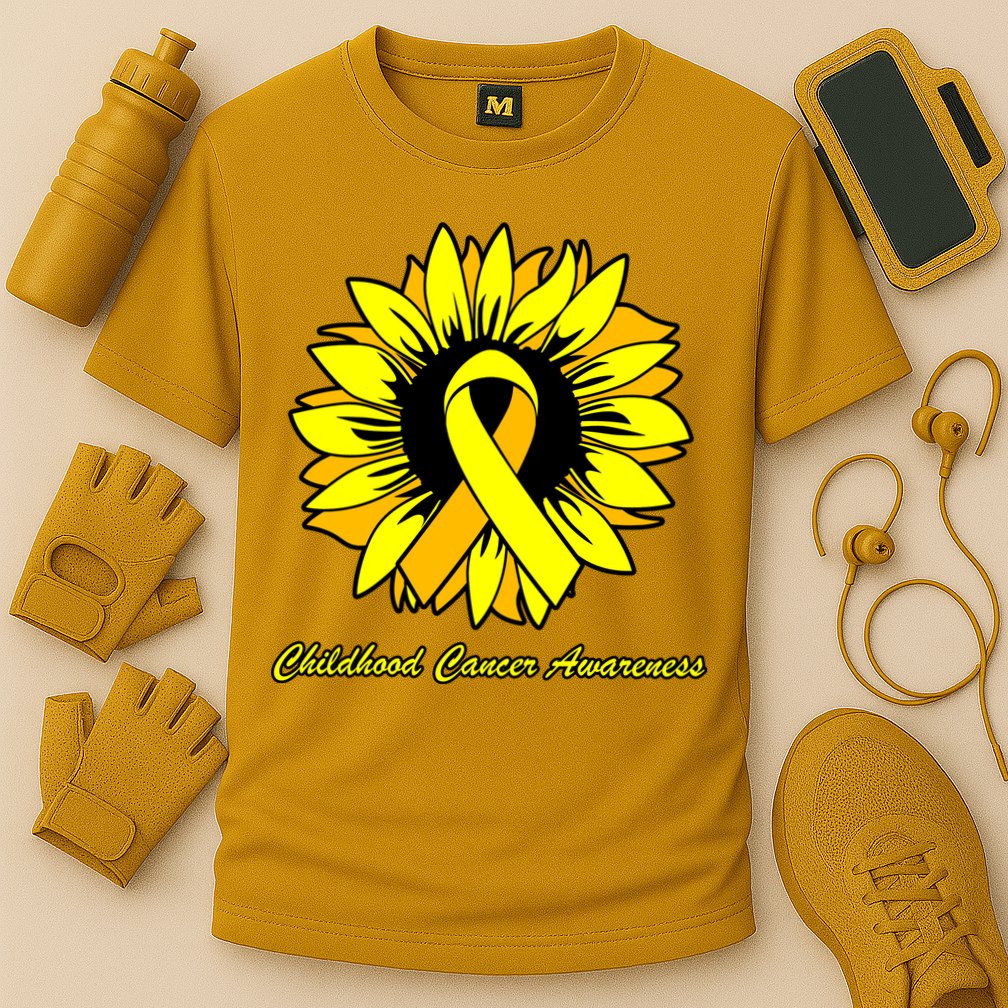 Childhood Cancer Awareness Sunflower Ribbon Cooling Performance Crew T-Shirt