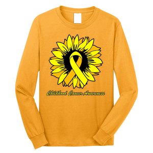 Childhood Cancer Awareness Sunflower Ribbon Long Sleeve Shirt