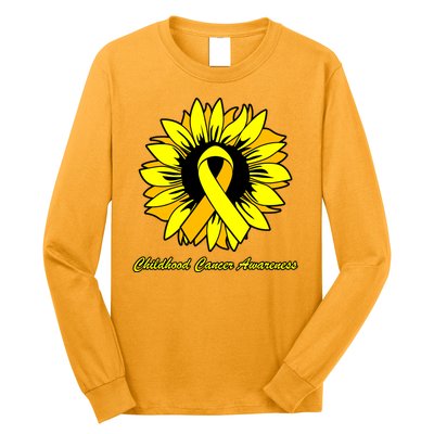 Childhood Cancer Awareness Sunflower Ribbon Long Sleeve Shirt