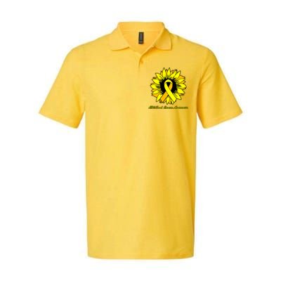 Childhood Cancer Awareness Sunflower Ribbon Softstyle Adult Sport Polo