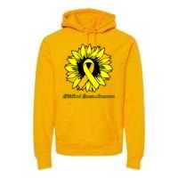 Childhood Cancer Awareness Sunflower Ribbon Premium Hoodie