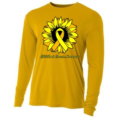 Childhood Cancer Awareness Sunflower Ribbon Cooling Performance Long Sleeve Crew