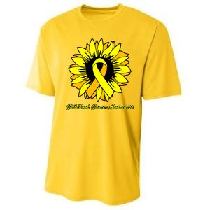 Childhood Cancer Awareness Sunflower Ribbon Performance Sprint T-Shirt