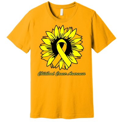 Childhood Cancer Awareness Sunflower Ribbon Premium T-Shirt