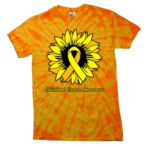 Childhood Cancer Awareness Sunflower Ribbon Tie-Dye T-Shirt