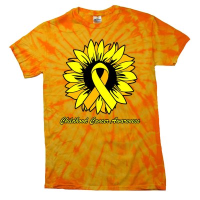 Childhood Cancer Awareness Sunflower Ribbon Tie-Dye T-Shirt