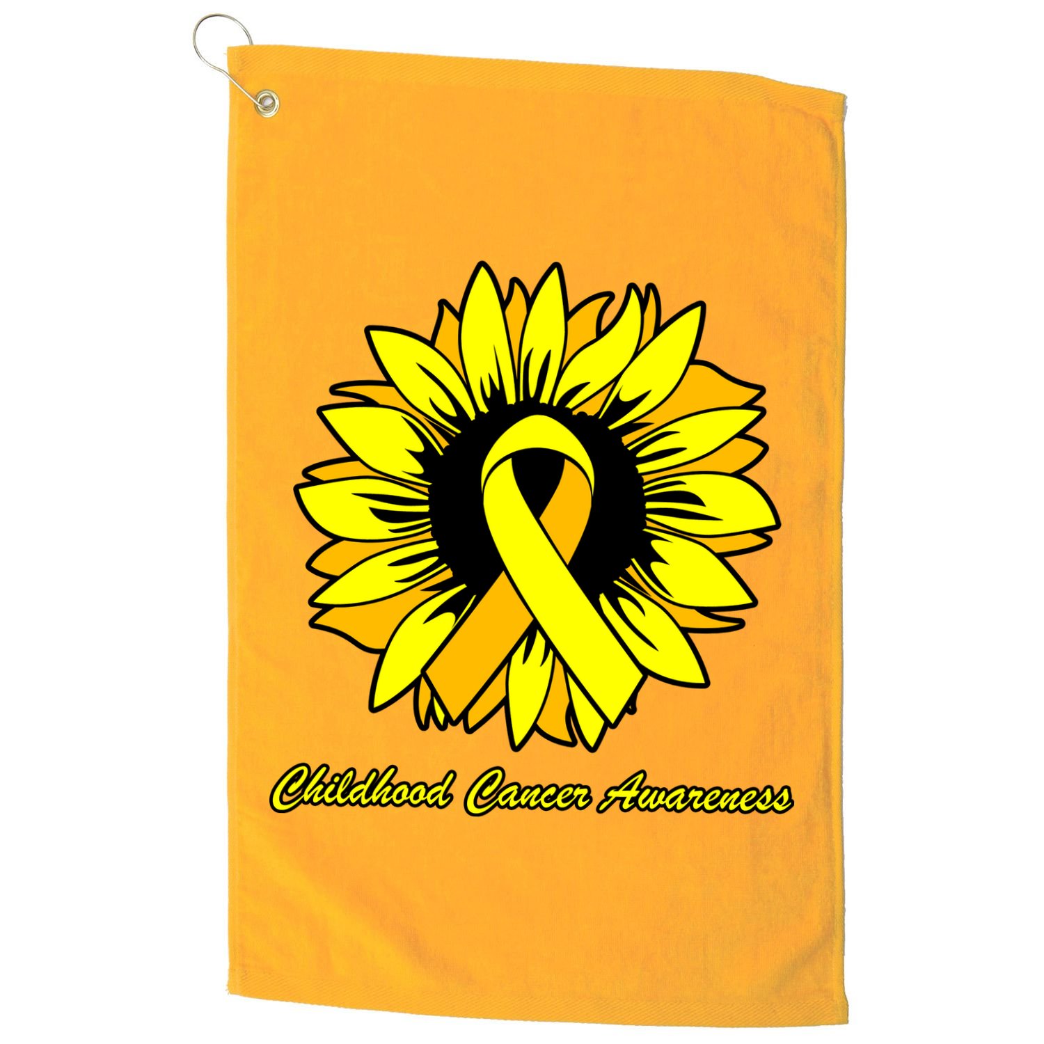 Childhood Cancer Awareness Sunflower Ribbon Golf Towel