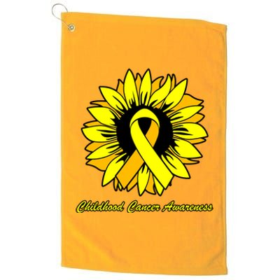 Childhood Cancer Awareness Sunflower Ribbon Platinum Collection Golf Towel