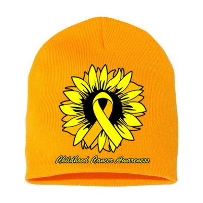 Childhood Cancer Awareness Sunflower Ribbon Short Acrylic Beanie