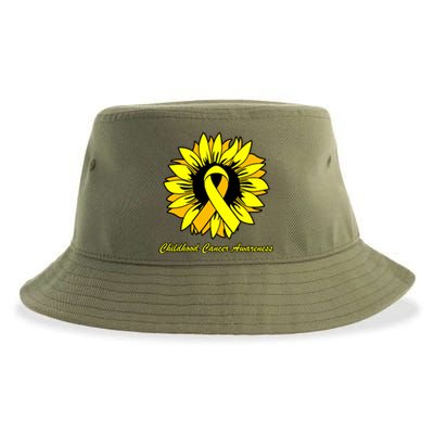 Childhood Cancer Awareness Sunflower Ribbon Sustainable Bucket Hat