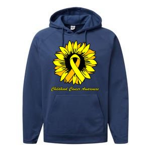 Childhood Cancer Awareness Sunflower Ribbon Performance Fleece Hoodie