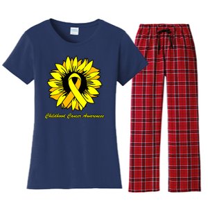 Childhood Cancer Awareness Sunflower Ribbon Women's Flannel Pajama Set