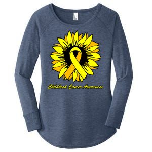 Childhood Cancer Awareness Sunflower Ribbon Women's Perfect Tri Tunic Long Sleeve Shirt