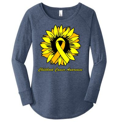 Childhood Cancer Awareness Sunflower Ribbon Women's Perfect Tri Tunic Long Sleeve Shirt