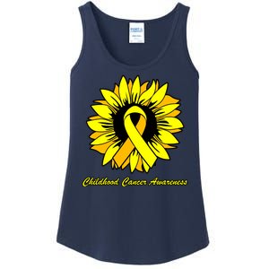 Childhood Cancer Awareness Sunflower Ribbon Ladies Essential Tank