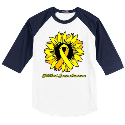 Childhood Cancer Awareness Sunflower Ribbon Baseball Sleeve Shirt