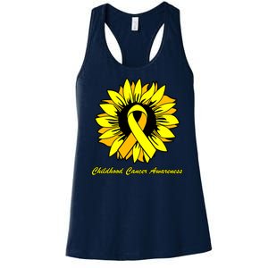 Childhood Cancer Awareness Sunflower Ribbon Women's Racerback Tank