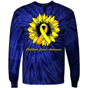 Childhood Cancer Awareness Sunflower Ribbon Tie-Dye Long Sleeve Shirt