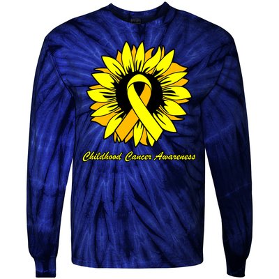 Childhood Cancer Awareness Sunflower Ribbon Tie-Dye Long Sleeve Shirt