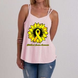 Childhood Cancer Awareness Sunflower Ribbon Women's Strappy Tank