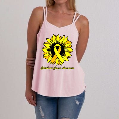 Childhood Cancer Awareness Sunflower Ribbon Women's Strappy Tank