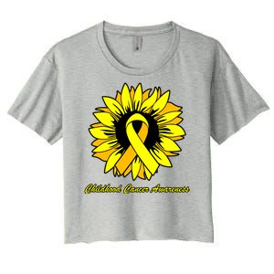 Childhood Cancer Awareness Sunflower Ribbon Women's Crop Top Tee