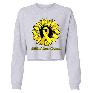 Childhood Cancer Awareness Sunflower Ribbon Cropped Pullover Crew