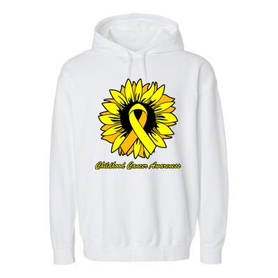 Childhood Cancer Awareness Sunflower Ribbon Garment-Dyed Fleece Hoodie