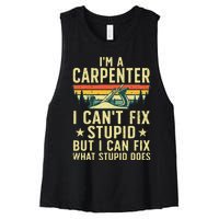 Cool Carpenter Art For Wo Carpentry Tool Woodworker Women's Racerback Cropped Tank