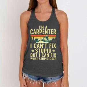 Cool Carpenter Art For Wo Carpentry Tool Woodworker Women's Knotted Racerback Tank