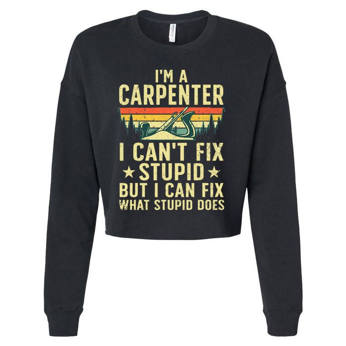 Cool Carpenter Art For Wo Carpentry Tool Woodworker Cropped Pullover Crew