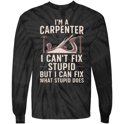 Cool Carpenter Art For Wo Carpentry Tool Woodworker Tie-Dye Long Sleeve Shirt