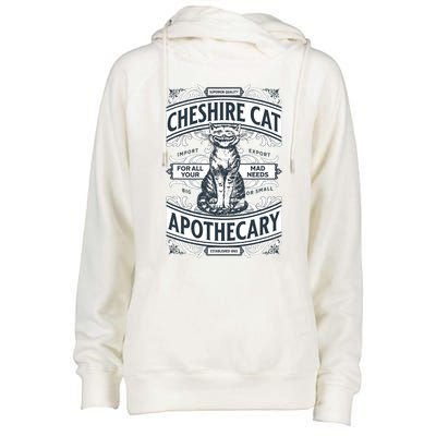 Cheshire Cat Alice In Wonderland Vintage Book Womens Funnel Neck Pullover Hood