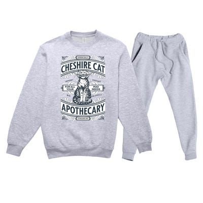 Cheshire Cat Alice In Wonderland Vintage Book Premium Crewneck Sweatsuit Set