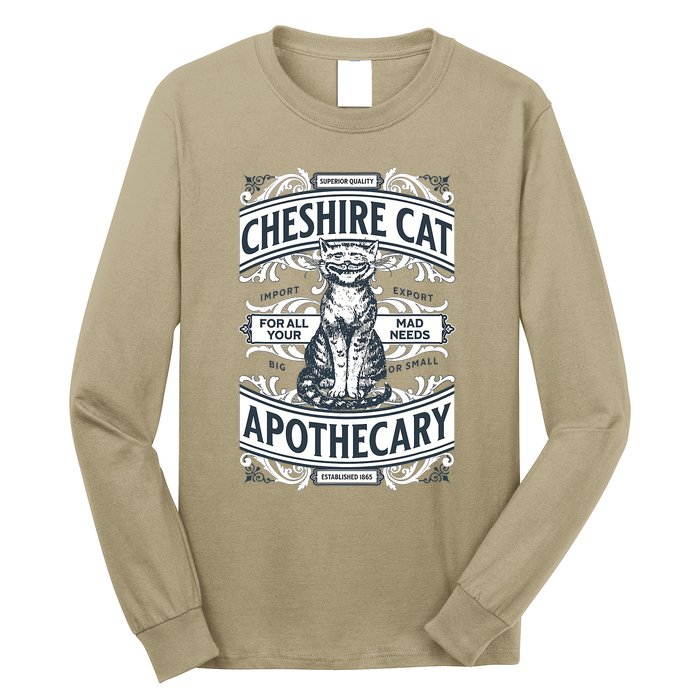 Cheshire Cat Alice In Wonderland Vintage Book Long Sleeve Shirt