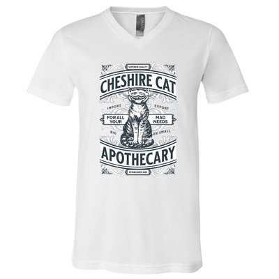 Cheshire Cat Alice In Wonderland Vintage Book V-Neck T-Shirt