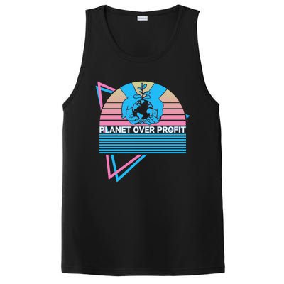 Climate Change Awareness Retro Planet Over Profit Gift PosiCharge Competitor Tank