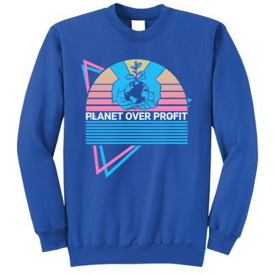 Climate Change Awareness Retro Planet Over Profit Gift Sweatshirt