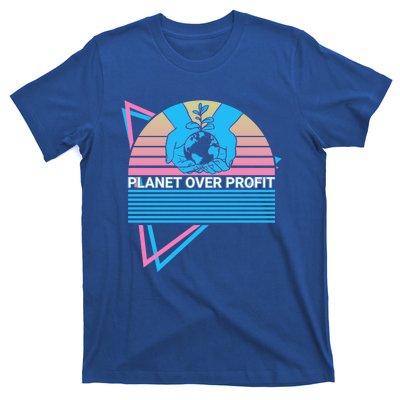 Climate Change Awareness Retro Planet Over Profit Gift T-Shirt